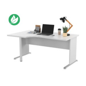 Bureau d'angle compact retour à gauche Pronto Bois - L.160 x P.100 cm - Plateau Blanc - Pieds L Blanc Bureau d'angle compact retour à gauche Pronto Bois - L.160 x P.100 cm - Plateau Blanc - Pieds L Blanc