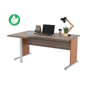 Bureau d'angle compact retour à gauche Pronto Bois - L.160 x P.100 cm - Plateau Cendre - Pieds L Aulne Bureau d'angle compact retour à gauche Pronto Bois - L.160 x P.100 cm - Plateau Cendre - Pieds L Aulne