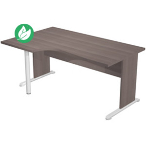 Bureau d'angle compact retour à gauche Pronto Bois - L.160 x P.100 cm - Plateau Cendre - Pieds L Cendre Bureau d'angle compact retour à gauche Pronto Bois - L.160 x P.100 cm - Plateau Cendre - Pieds L Cendre