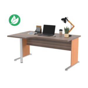 Bureau d'angle compact retour à gauche Pronto Bois - L.160 x P.100 cm - Plateau Cendre - Pieds L Hêtre Bureau d'angle compact retour à gauche Pronto Bois - L.160 x P.100 cm - Plateau Cendre - Pieds L Hêtre