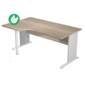 Bureau d'angle compact retour à gauche Pronto Bois - L.160 x P.100 cm - Plateau Chêne Canadien - Pieds L Aluminium Bureau d'angle compact retour à gauche Pronto Bois - L.160 x P.100 cm - Plateau Chêne Canadien - Pieds L Aluminium