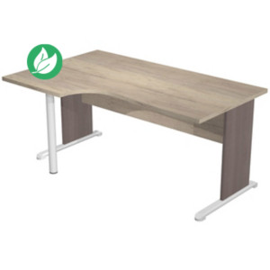 Bureau d'angle compact retour à gauche Pronto Bois - L.160 x P.100 cm - Plateau Chêne Canadien - Pieds L Cendre Bureau d'angle compact retour à gauche Pronto Bois - L.160 x P.100 cm - Plateau Chêne Canadien - Pieds L Cendre
