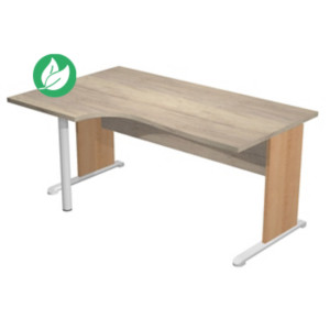 Bureau d'angle compact retour à gauche Pronto Bois - L.160 x P.100 cm - Plateau Chêne Canadien - Pieds L Hêtre Bureau d'angle compact retour à gauche Pronto Bois - L.160 x P.100 cm - Plateau Chêne Canadien - Pieds L Hêtre