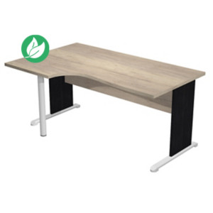 Bureau d'angle compact retour à gauche Pronto Bois - L.160 x P.100 cm - Plateau Chêne Canadien - Pieds L Noir Bureau d'angle compact retour à gauche Pronto Bois - L.160 x P.100 cm - Plateau Chêne Canadien - Pieds L Noir