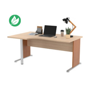 Bureau d'angle compact retour à gauche Pronto Bois - L.160 x P.100 cm - Plateau Chêne - Pieds L Aulne Bureau d'angle compact retour à gauche Pronto Bois - L.160 x P.100 cm - Plateau Chêne - Pieds L Aulne