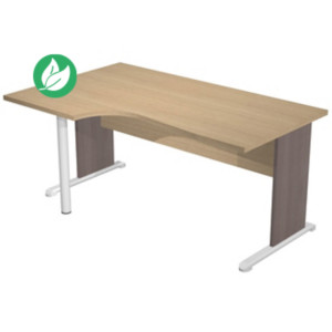 Bureau d'angle compact retour à gauche Pronto Bois - L.160 x P.100 cm - Plateau Chêne - Pieds L Cendre Bureau d'angle compact retour à gauche Pronto Bois - L.160 x P.100 cm - Plateau Chêne - Pieds L Cendre