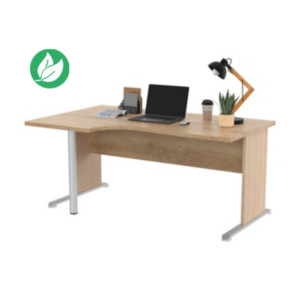 Bureau d'angle compact retour à gauche Pronto Bois - L.160 x P.100 cm - Plateau Chêne - Pieds L Chêne Bureau d'angle compact retour à gauche Pronto Bois - L.160 x P.100 cm - Plateau Chêne - Pieds L Chêne