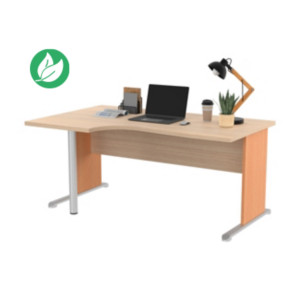 Bureau d'angle compact retour à gauche Pronto Bois - L.160 x P.100 cm - Plateau Chêne - Pieds L Hêtre Bureau d'angle compact retour à gauche Pronto Bois - L.160 x P.100 cm - Plateau Chêne - Pieds L Hêtre