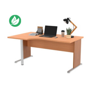 Bureau d'angle compact retour à gauche Pronto Bois - L.160 x P.100 cm - Plateau Hêtre - Pieds L Aulne Bureau d'angle compact retour à gauche Pronto Bois - L.160 x P.100 cm - Plateau Hêtre - Pieds L Aulne