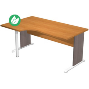Bureau d'angle compact retour à gauche Pronto Bois - L.160 x P.100 cm - Plateau Hêtre - Pieds L Cendre Bureau d'angle compact retour à gauche Pronto Bois - L.160 x P.100 cm - Plateau Hêtre - Pieds L Cendre