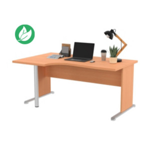 Bureau d'angle compact retour à gauche Pronto Bois - L.160 x P.100 cm - Plateau Hêtre - Pieds L Hêtre Bureau d'angle compact retour à gauche Pronto Bois - L.160 x P.100 cm - Plateau Hêtre - Pieds L Hêtre