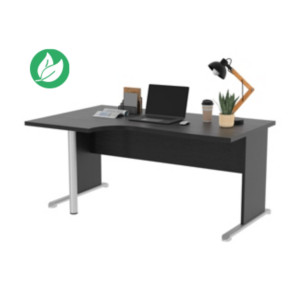 Bureau d'angle compact retour à gauche Pronto Bois - L.160 x P.100 cm - Plateau Noir - Pieds L Noir Bureau d'angle compact retour à gauche Pronto Bois - L.160 x P.100 cm - Plateau Noir - Pieds L Noir