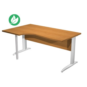 Bureau d'angle compact retour à gauche Pronto Métal - L.160 x P.100 cm - Plateau Aulne - Pieds L Aluminium Bureau d'angle compact retour à gauche Pronto Métal - L.160 x P.100 cm - Plateau Aulne - Pieds L Aluminium