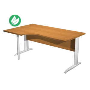 Bureau d'angle compact retour à gauche Pronto Métal - L.160 x P.100 cm - Plateau Aulne - Pieds L Blanc Bureau d'angle compact retour à gauche Pronto Métal - L.160 x P.100 cm - Plateau Aulne - Pieds L Blanc