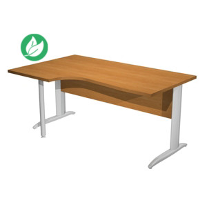 Bureau d'angle compact retour à gauche Pronto Métal - L.160 x P.100 cm - Plateau Aulne - Pieds L Chrome Bureau d'angle compact retour à gauche Pronto Métal - L.160 x P.100 cm - Plateau Aulne - Pieds L Chrome