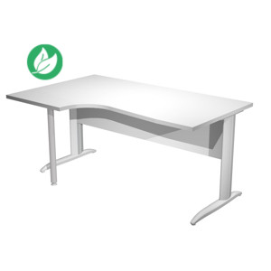 Bureau d'angle compact retour à gauche Pronto Métal - L.160 x P.100 cm - Plateau Blanc - Pieds L Aluminium Bureau d'angle compact retour à gauche Pronto Métal - L.160 x P.100 cm - Plateau Blanc - Pieds L Aluminium