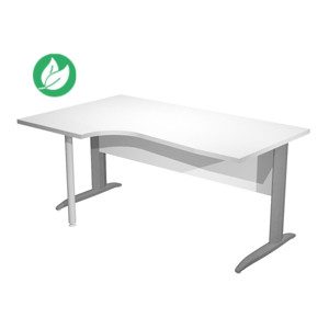Bureau d'angle compact retour à gauche Pronto Métal - L.160 x P.100 cm - Plateau Blanc - Pieds L Anthracite Bureau d'angle compact retour à gauche Pronto Métal - L.160 x P.100 cm - Plateau Blanc - Pieds L Anthracite