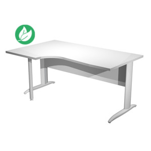 Bureau d'angle compact retour à gauche Pronto Métal - L.160 x P.100 cm - Plateau Blanc - Pieds L Blanc Bureau d'angle compact retour à gauche Pronto Métal - L.160 x P.100 cm - Plateau Blanc - Pieds L Blanc