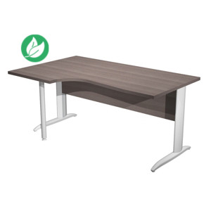 Bureau d'angle compact retour à gauche Pronto Métal - L.160 x P.100 cm - Plateau Cendre - Pieds L Blanc Bureau d'angle compact retour à gauche Pronto Métal - L.160 x P.100 cm - Plateau Cendre - Pieds L Blanc