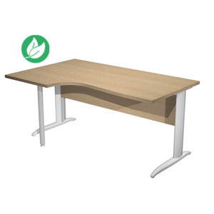 Bureau d'angle compact retour à gauche Pronto Métal - L.160 x P.100 cm - Plateau Chêne - Pieds L Aluminium Bureau d'angle compact retour à gauche Pronto Métal - L.160 x P.100 cm - Plateau Chêne - Pieds L Aluminium