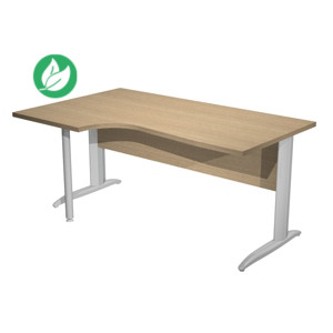 Bureau d'angle compact retour à gauche Pronto Métal - L.160 x P.100 cm - Plateau Chêne - Pieds L Chrome Bureau d'angle compact retour à gauche Pronto Métal - L.160 x P.100 cm - Plateau Chêne - Pieds L Chrome