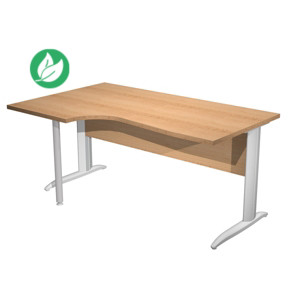 Bureau d'angle compact retour à gauche Pronto Métal - L.160 x P.100 cm - Plateau Hêtre - Pieds L Aluminium Bureau d'angle compact retour à gauche Pronto Métal - L.160 x P.100 cm - Plateau Hêtre - Pieds L Aluminium
