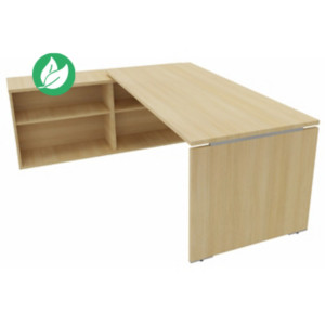 Bureau d'angle direction avec meuble retour suspendu Moka - L.202 x P.160 cm - Chêne clair