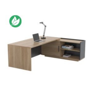Bureau d'angle direction retour suspendu à droite Osiris - L.200 x P.180 cm - Chêne Bocage et Anthracite Bureau d'angle direction retour suspendu à droite Osiris - L.200 x P.180 cm - Chêne Bocage et Anthracite
