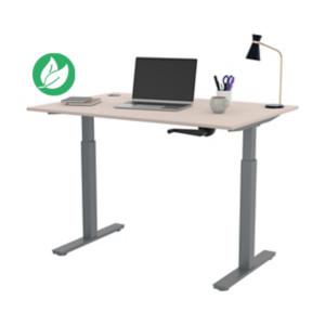 Bureau Assis-Debout Activ'o à Manivelle L.120 x P.80 cm - Plateau Argile avec obturateurs - Pieds métal Gris Bureau Assis-Debout Activ'o à Manivelle L.120 x P.80 cm - Plateau Argile avec obturateurs - Pieds métal Gris