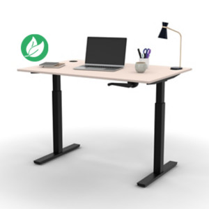 Bureau Assis-Debout Activ'o à Manivelle L.120 x P.80 cm - Plateau Argile avec obturateurs - Pieds métal Noir Bureau Assis-Debout Activ'o à Manivelle L.120 x P.80 cm - Plateau Argile avec obturateurs - Pieds métal Noir