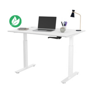 Bureau Assis-Debout Activ'o à Manivelle L.120 x P.80 cm - Plateau Blanc avec obturateurs - Pieds métal Blanc Bureau Assis-Debout Activ'o à Manivelle L.120 x P.80 cm - Plateau Blanc avec obturateurs - Pieds métal Blanc