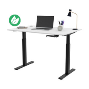 Bureau Assis-Debout Activ'o à Manivelle L.120 x P.80 cm - Plateau Blanc avec obturateurs - Pieds métal Noir Bureau Assis-Debout Activ'o à Manivelle L.120 x P.80 cm - Plateau Blanc avec obturateurs - Pieds métal Noir