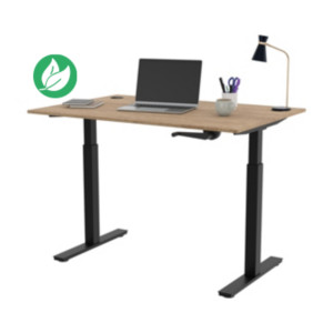 Bureau Assis-Debout Activ'o à Manivelle L.120 x P.80 cm - Plateau Chêne Nebraska avec obturateurs - Pieds métal Noir Bureau Assis-Debout Activ'o à Manivelle L.120 x P.80 cm - Plateau Chêne Nebraska avec obturateurs - Pieds métal Noir