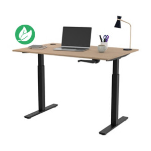 Bureau Assis-Debout Activ'o à Manivelle L.120 x P.80 cm - Plateau Chêne avec obturateurs - Pieds métal Noir Bureau Assis-Debout Activ'o à Manivelle L.120 x P.80 cm - Plateau Chêne avec obturateurs - Pieds métal Noir