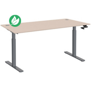 Bureau Assis-Debout Activ'o à Manivelle L.160 x P.80 cm - Plateau Argile avec obturateurs - Pieds métal Gris Bureau Assis-Debout Activ'o à Manivelle L.160 x P.80 cm - Plateau Argile avec obturateurs - Pieds métal Gris