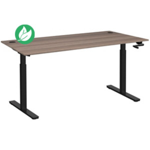 Bureau Assis-Debout Activ'o à Manivelle L.160 x P.80 cm - Plateau Cèdre avec obturateurs - Pieds métal Noir Bureau Assis-Debout Activ'o à Manivelle L.160 x P.80 cm - Plateau Cèdre avec obturateurs - Pieds métal Noir