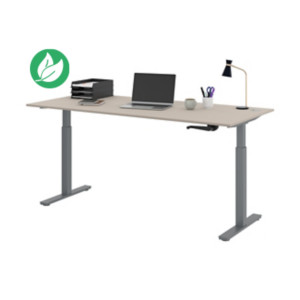 Bureau Assis-Debout Activ'o à Manivelle L.180 x P.80 cm - Plateau Argile avec obturateurs - Pieds métal Gris Bureau Assis-Debout Activ'o à Manivelle L.180 x P.80 cm - Plateau Argile avec obturateurs - Pieds métal Gris