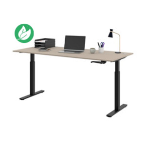 Bureau Assis-Debout Activ'o à Manivelle L.180 x P.80 cm - Plateau Argile avec obturateurs - Pieds métal Noir Bureau Assis-Debout Activ'o à Manivelle L.180 x P.80 cm - Plateau Argile avec obturateurs - Pieds métal Noir