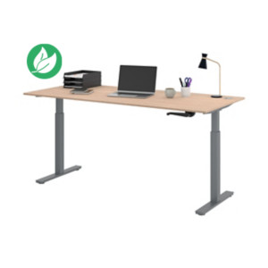 Bureau Assis-Debout Activ'o à Manivelle L.180 x P.80 cm - Plateau Chêne avec obturateurs - Pieds métal Gris Bureau Assis-Debout Activ'o à Manivelle L.180 x P.80 cm - Plateau Chêne avec obturateurs - Pieds métal Gris