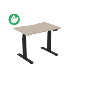 Bureau assis-debout Activ'o - Réglage électrique en hauteur - L.120 x P.80 cm - Plateau Argile avec échancrure - Pieds métal Noir Bureau assis-debout Activ'o - Réglage électrique en hauteur - L.120 x P.80 cm - Plateau Argile avec échancrure - Pieds métal Noir