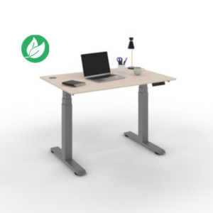 Bureau assis-debout Activ'o - Réglage électrique en hauteur - L.120 x P.80 cm - Plateau Argile avec obturateurs - Pieds métal Gris Bureau assis-debout Activ'o - Réglage électrique en hauteur - L.120 x P.80 cm - Plateau Argile avec obturateurs - Pieds métal Gris