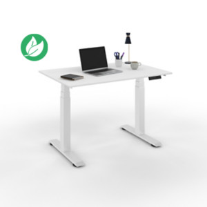 Bureau assis-debout Activ'o - Réglage électrique en hauteur - L.120 x P.80 cm - Plateau Blanc avec obturateurs - Pieds métal Blanc Bureau assis-debout Activ'o - Réglage électrique en hauteur - L.120 x P.80 cm - Plateau Blanc avec obturateurs - Pieds métal Blanc