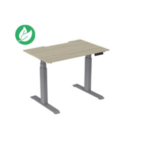 Bureau assis-debout Activ'o - Réglage électrique en hauteur - L.120 x P.80 cm - Plateau Chêne avec échancrure - Pieds métal Gris Bureau assis-debout Activ'o - Réglage électrique en hauteur - L.120 x P.80 cm - Plateau Chêne avec échancrure - Pieds métal Gris