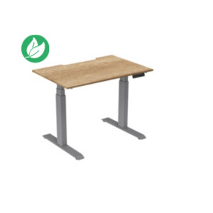 Bureau assis-debout Activ'o - Réglage électrique en hauteur - L.120 x P.80 cm - Plateau Chêne Nebraska avec échancrure - Pieds métal Gris Bureau assis-debout Activ'o - Réglage électrique en hauteur - L.120 x P.80 cm - Plateau Chêne Nebraska avec échancrure - Pieds métal Gris