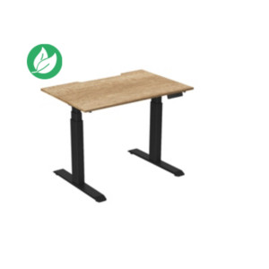 Bureau assis-debout Activ'o - Réglage électrique en hauteur - L.120 x P.80 cm - Plateau Chêne Nebraska avec échancrure - Pieds métal Noir Bureau assis-debout Activ'o - Réglage électrique en hauteur - L.120 x P.80 cm - Plateau Chêne Nebraska avec échancrure - Pieds métal Noir