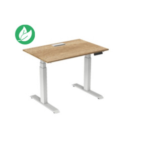Bureau assis-debout Activ'o - Réglage électrique en hauteur - L.120 x P.80 cm - Plateau Chêne Nebraska avec top access - Pieds métal Blanc Bureau assis-debout Activ'o - Réglage électrique en hauteur - L.120 x P.80 cm - Plateau Chêne Nebraska avec top access - Pieds métal Blanc