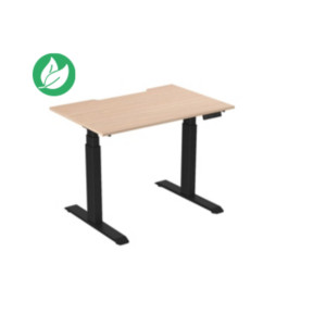 Bureau assis-debout Activ'o - Réglage électrique en hauteur - L.120 x P.80 cm - Plateau Hêtre avec échancrure - Pieds métal Noir Bureau assis-debout Activ'o - Réglage électrique en hauteur - L.120 x P.80 cm - Plateau Hêtre avec échancrure - Pieds métal Noir