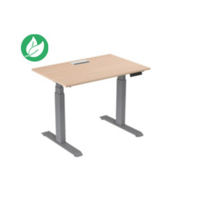 Bureau assis-debout Activ'o - Réglage électrique en hauteur - L.120 x P.80 cm - Plateau Hêtre avec top access - Pieds métal Gris Bureau assis-debout Activ'o - Réglage électrique en hauteur - L.120 x P.80 cm - Plateau Hêtre avec top access - Pieds métal Gris