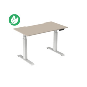Bureau assis-debout Activ'o - Réglage électrique en hauteur - L.140 x P.80 cm - Plateau Argile avec échancrure - Pieds métal Blanc Bureau assis-debout Activ'o - Réglage électrique en hauteur - L.140 x P.80 cm - Plateau Argile avec échancrure - Pieds métal Blanc