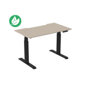 Bureau assis-debout Activ'o - Réglage électrique en hauteur - L.140 x P.80 cm - Plateau Argile avec échancrure - Pieds métal Noir Bureau assis-debout Activ'o - Réglage électrique en hauteur - L.140 x P.80 cm - Plateau Argile avec échancrure - Pieds métal Noir